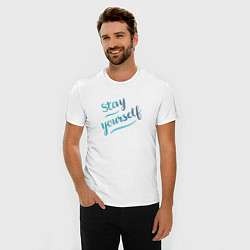 Футболка slim-fit Stay yourself, цвет: белый — фото 2