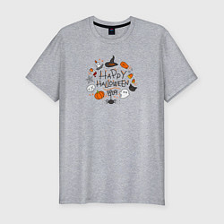 Футболка slim-fit Happy Halloween! Boooo!!!, цвет: меланж