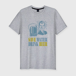 Мужская slim-футболка Береги воду