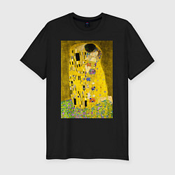 Мужская slim-футболка Поцелуй картина Климта