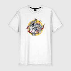 Мужская slim-футболка Japanese tiger with snake