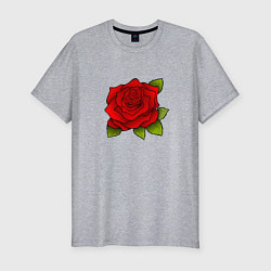 Футболка slim-fit Красная роза Рисунок, цвет: меланж
