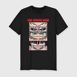 Мужская slim-футболка Взгляды главных героев One Punch-Man