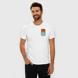 Футболка slim-fit Тигренок в кармане, цвет: белый — фото 2