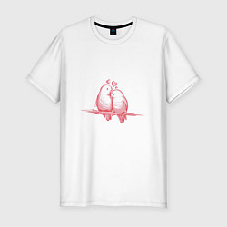 Мужская slim-футболка Любовь и птички