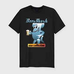 Мужская slim-футболка Акула с кружкой пива