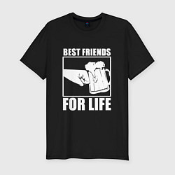 Футболка slim-fit Best Friends For Life-Кулак встрою, цвет: черный