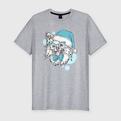 Мужская slim-футболка Новогодняя собачка