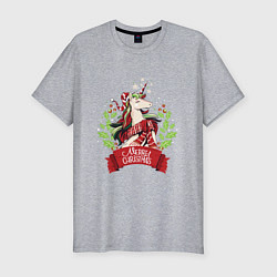 Мужская slim-футболка Christmas Unicorn