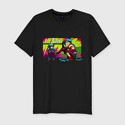 Мужская slim-футболка Маленькая и повзрослевшая Джинкс Лига легенд Аркей