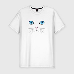 Мужская slim-футболка Белый кот 01