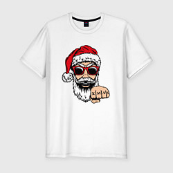 Футболка slim-fit Bad Santa xmas Плохой Санта, цвет: белый