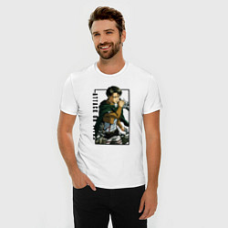 Футболка slim-fit Леви Аккерман Атака на титановAttack on titan, цвет: белый — фото 2