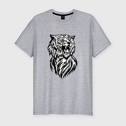 Мужская slim-футболка Тигр со шрамом на глазу