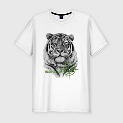 Мужская slim-футболка Год белого тигра 2022