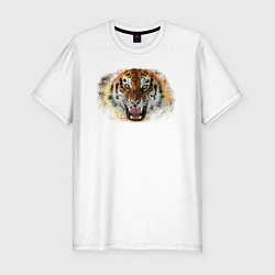 Мужская slim-футболка Пламенный тигр