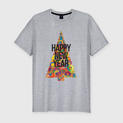 Мужская slim-футболка Счастливого Нового Года