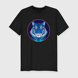 Мужская slim-футболка Голубой водяной тигр символ 2022 года