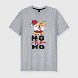 Мужская slim-футболка Corgi Ho ho Ho