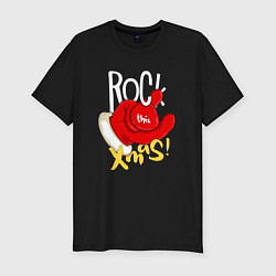 Футболка slim-fit Red mittens Rock this xmas, цвет: черный
