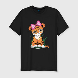 Мужская slim-футболка Тигр девочка