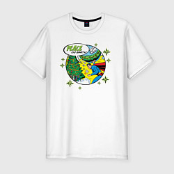 Мужская slim-футболка Мир на Земле!