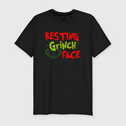 Футболка slim-fit Resting Grinch Face Новогодний, цвет: черный