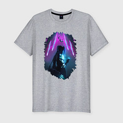 Футболка slim-fit ДЖИНКС, ЛИГА ЛЕГЕНД ARCANE JINX, цвет: меланж