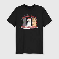 Мужская slim-футболка We Wish You a Meowy Christmas