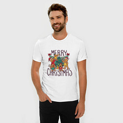 Футболка slim-fit Merry Christmas, цвет: белый — фото 2