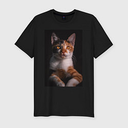 Мужская slim-футболка Умный взгляд кота