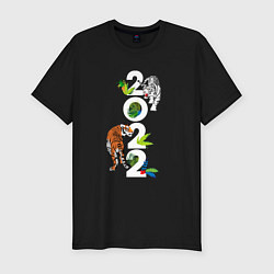 Мужская slim-футболка Два тигра 2022