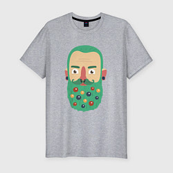 Мужская slim-футболка Зеленая борода