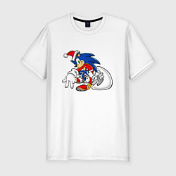 Футболка slim-fit Santa Claus Sonic the Hedgehog, цвет: белый