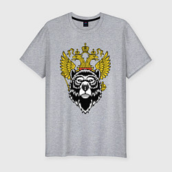 Мужская slim-футболка Русский мужественный медведь