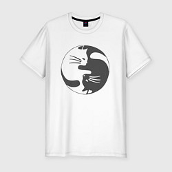 Мужская slim-футболка Коты инь янь 01