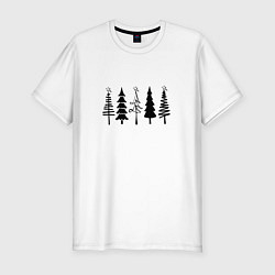 Футболка slim-fit Елочки новогодние 2022, цвет: белый