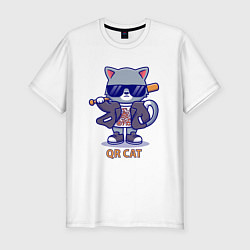 Мужская slim-футболка QR Кот