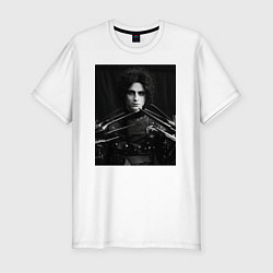 Мужская slim-футболка Тимоти Шаламе черно белое фото