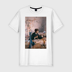 Мужская slim-футболка Тимоти Шаламе картина художник