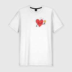 Мужская slim-футболка Пара сердечек с цветком