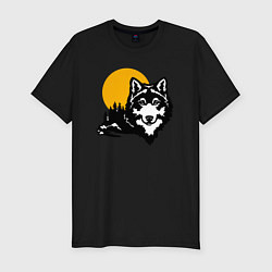 Мужская slim-футболка Волк и солнце