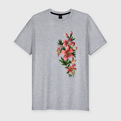Мужская slim-футболка Любимые цветы рядом