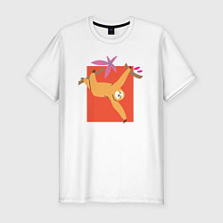 Мужская slim-футболка Яркий ленивец серия второй