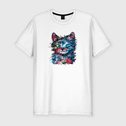 Мужская slim-футболка Космический кот Space cat