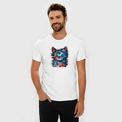 Футболка slim-fit Космический кот Space cat, цвет: белый — фото 2