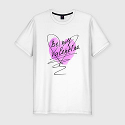 Футболка slim-fit Be my Valentine розовое сердце, цвет: белый