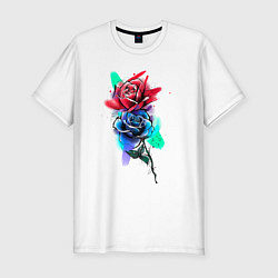 Мужская slim-футболка Красная и синяя розы