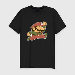 Мужская slim-футболка Марио в прыжке