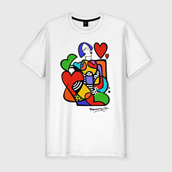 Мужская slim-футболка Girl with hearts